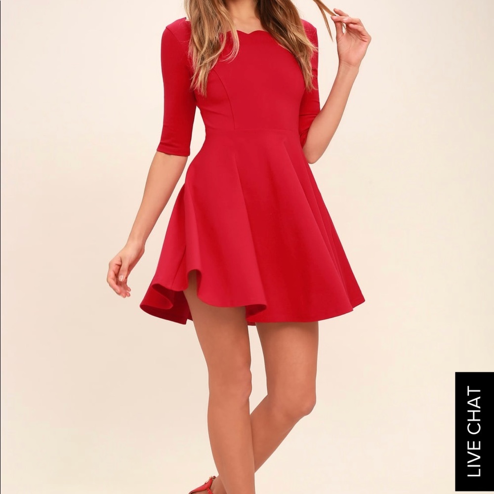 LULUS TIP THE SCALLOPS RED DRESS